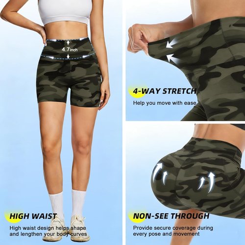 FULLSOFT High Waisted Biker Shorts for Women - Tummy Control for Fitness & Yoga | 5" Length