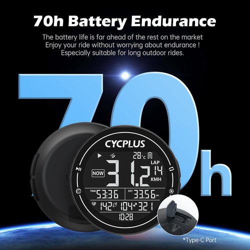CYCPLUS GPS Bike Computer - Wireless Cycling Speedometer with ANT+ & Bluetooth | IPX6 Waterproof, 2.5" Screen