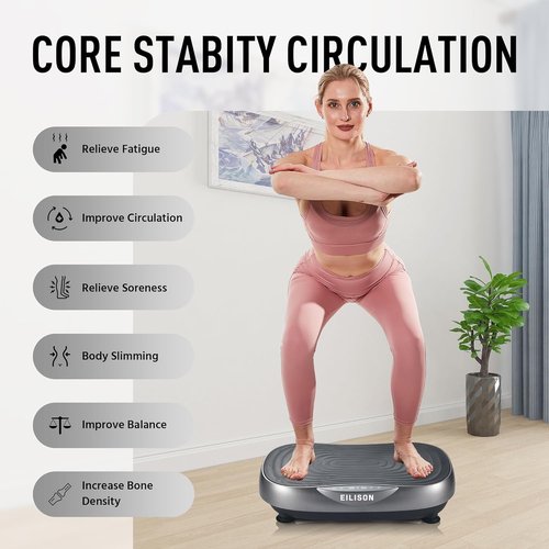 EILISON Glory Vibration Plate Exercise Machine - Whole Body Workout with 99 Adjustable Speeds | Supports Lymphatic Drainage, 350 lbs Capacity