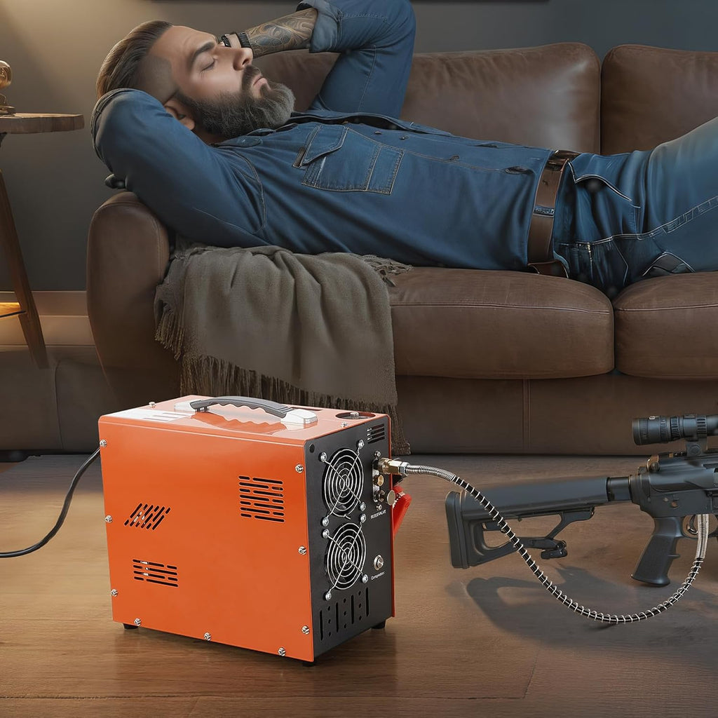 VEVOR PCP Air Compressor - 4500PSI Portable Airgun Compressor with Auto-Stop | Oil & Water-Free, DC12V/AC120V