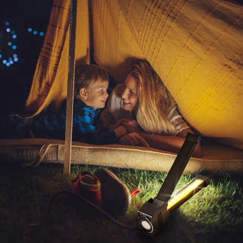 Gym Lamp for Posing, 180 Degree Folding Magnetic Work Light, 7th Gear Dimming, Portable Magnetic LED Flashlight with Hanging Hook, Handheld USB Rechargeable Power Bank Camping Light