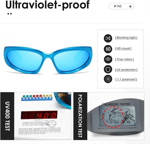 Kimorn Y2K Wrap Around Polarized Sunglasses - Stylish Oval Sport Shades for Men & Women | K1273