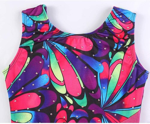 HOZIY Girls' Gymnastics Leotard - Sparkling Snowflake Design in Blue, Purple & Hot Pink