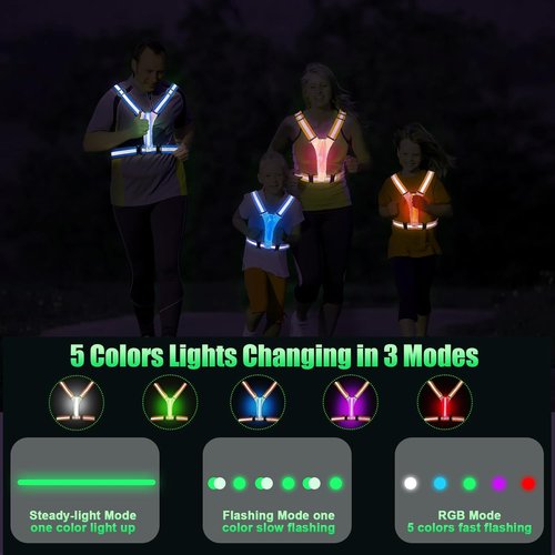 LED Reflective Vest - High Visibility Running Gear for Night Cycling & Jogging | Adjustable Size for Men, Women & Kids