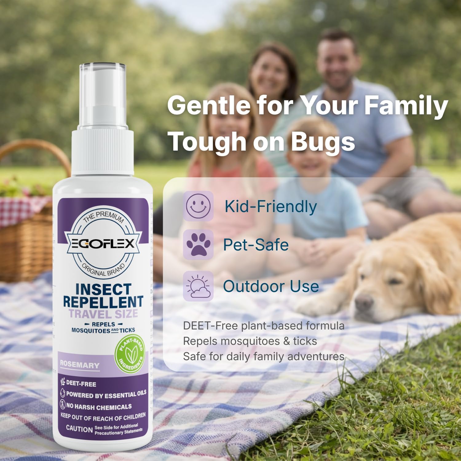 Skiennix Mosquito Repellent Spray - DEET-Free Essential Oil Formula - Travel Size 3 Fl Oz - Rosemary Scent