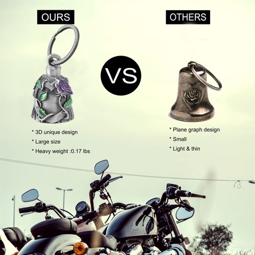Dream Apparel Motorcycle bells for bikers,Heart rose rider bells key chain angel bell with hanger