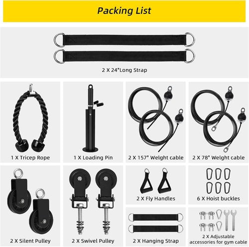 LAT Pulldown Pulley System - Home Gym Cable Machine Attachment for Weight Lifting | Complete Workout Kit
