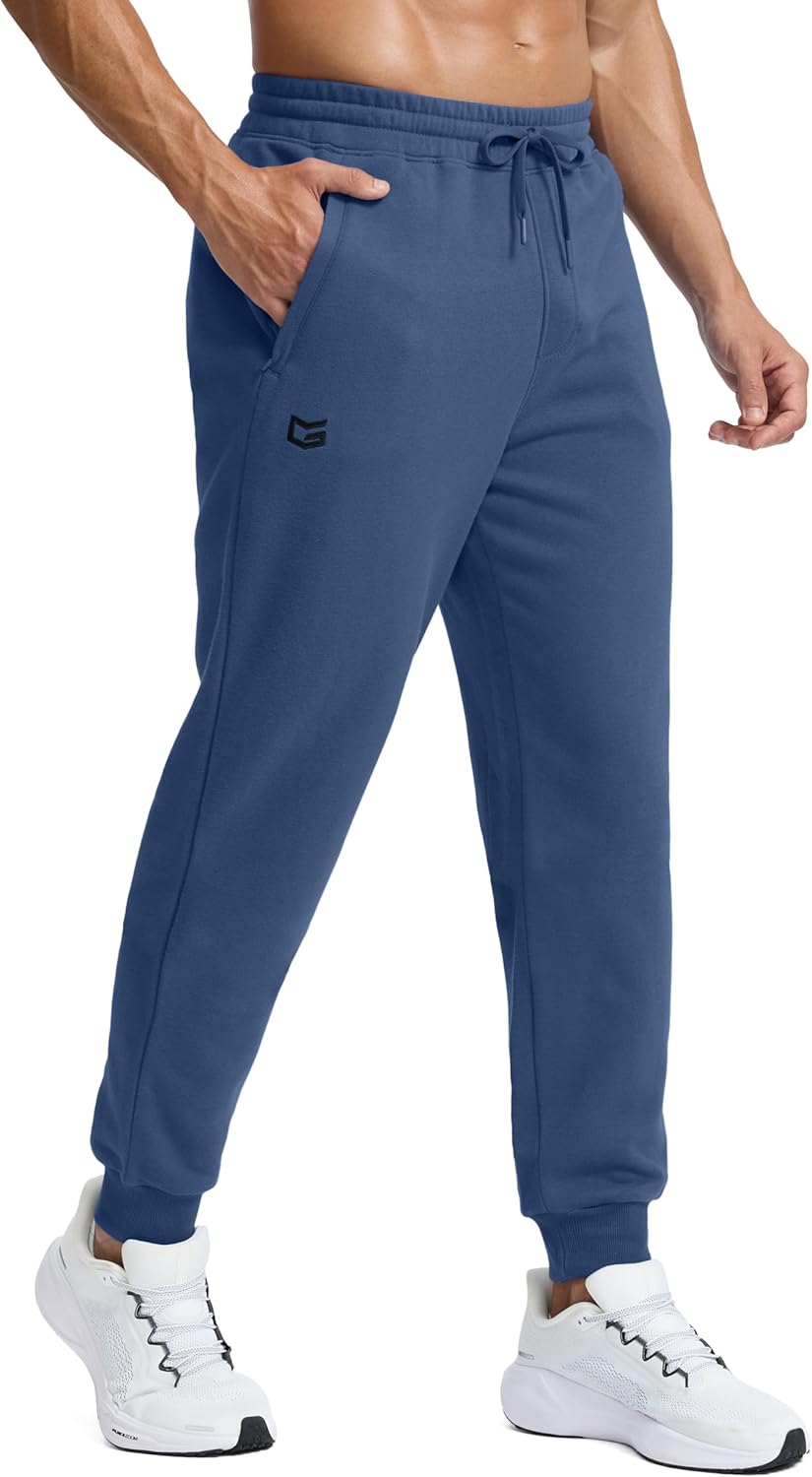 Skiennix Men's Cotton Fleece Joggers - Warm Athletic Sweatpants with Zipper Pockets | Winter Lounge Wear