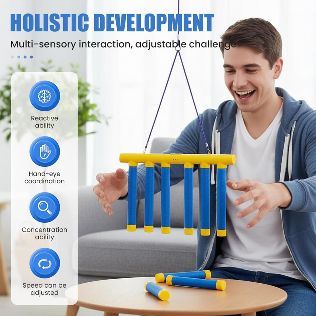 KBBYT Reflective Drop Stick Challenge Game, Catch All Drop Sticks, Hand Eye Coordination Reflex Training Toy, 3 Adjustable Speed Modes (Dark Blue)
