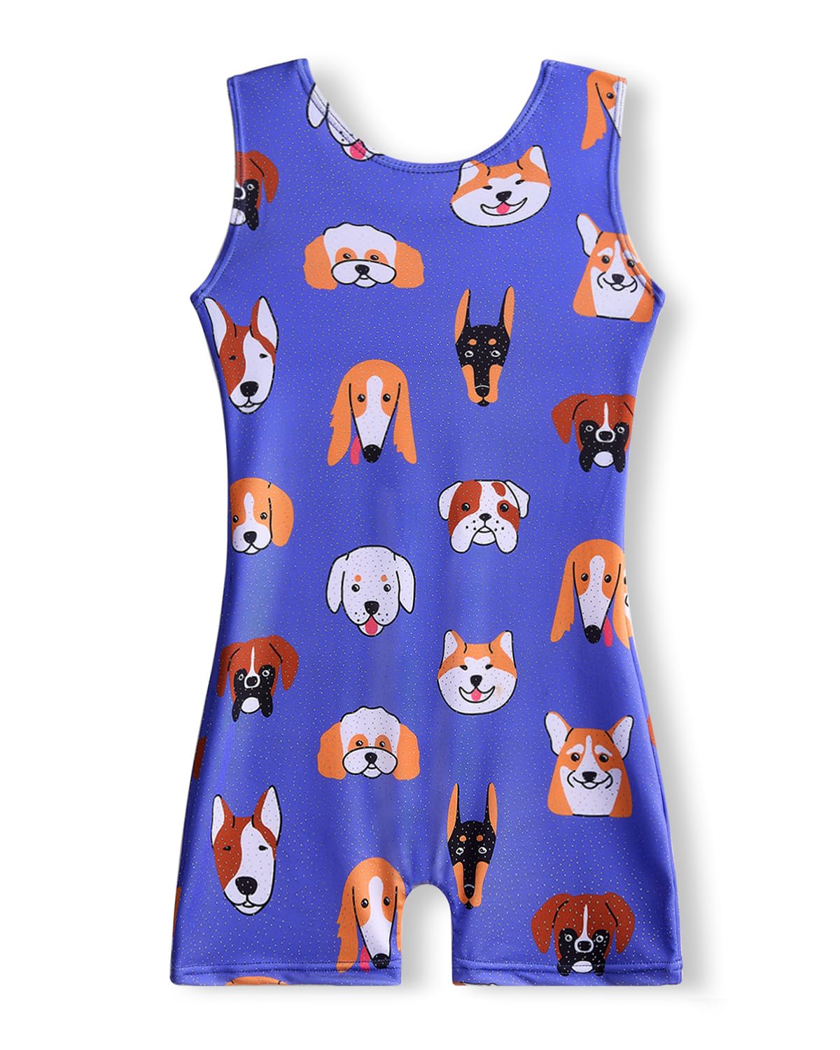YDMZX Toddler & Girls Gymnastics Leotard with Doggy Print, Sparkly Tank Outfit for Dance, Ballet & Tumbling (Ages 4T-5T, Purple)