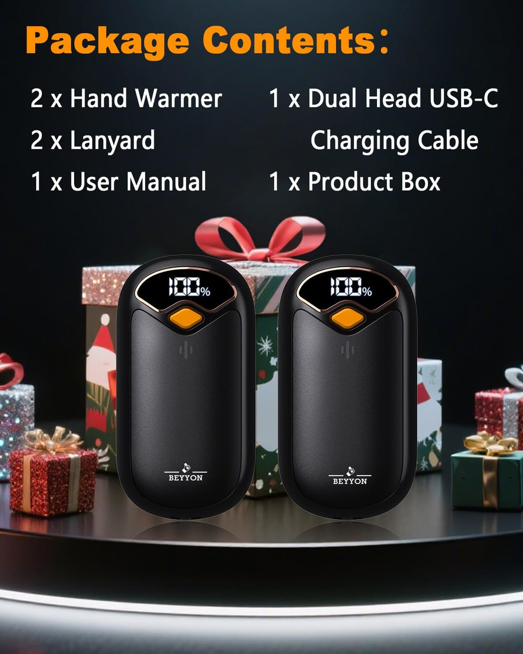 Skiennix Rechargeable Hand Warmers - 2 Pack with LED Display, 4 Heat Levels, USB Portable | Ideal for Golf, Camping, Gifts