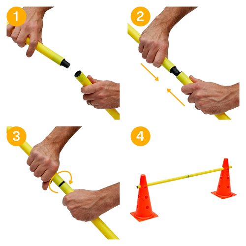 Bramble - Speed Agility Training Hurdles Set with 3 Height Levels, 12 Cones 15" & 6 Training Poles 40", Exercise Jumping Hurdles for Kids, Football Agility Poles, Dog Training Agility Equipment