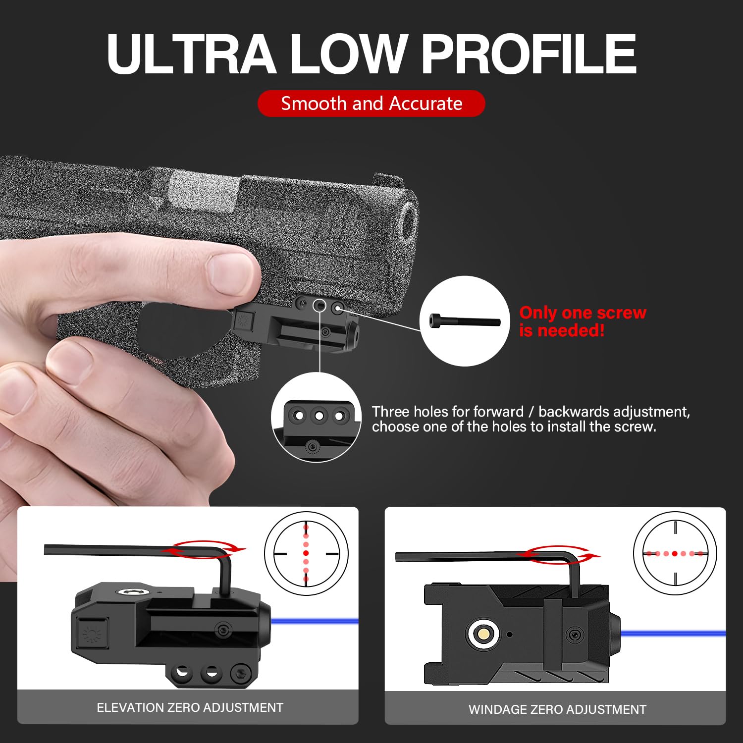 SOLOFISH Tactical Blue Laser Sight for Pistol Handgun, Low Profile Beams for Guns, Shockproof Sight Compatible with Glock 17 19, Beam: Class IIIA, <5mW