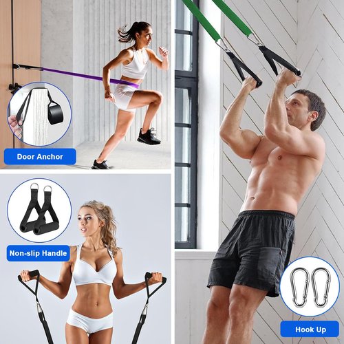 Resistance Bands, Workout Bands, Exercise Bands, Premium Natural Rubber Resistance Bands for Working Out, Pull-Up Assist Bands 5-Piece Set, for Men & Women Fitness, Muscle Training & Physical Therapy