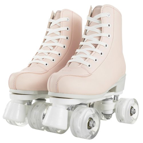 Roller Skates for Women PU Leather Four-Wheel Roller Skates Indoor Outdoor Skating Shoes