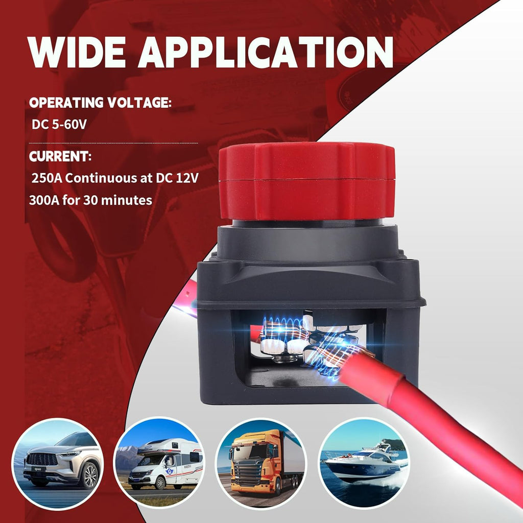 AWBLIN Battery Disconnect Switch - Upgrade Voltmeter Master Isolator for Marine, RV, Truck, and Car (DC 5-60V)