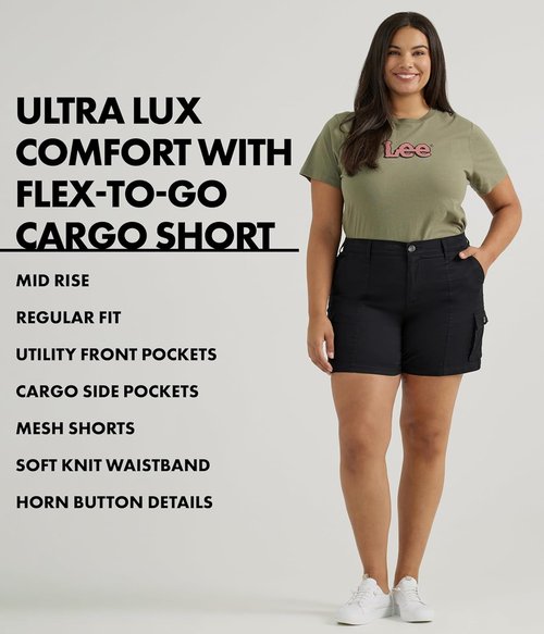 Lee Women's Ultra Lux Cargo Shorts - Flex-To-Go Comfort & Style for Everyday Wear