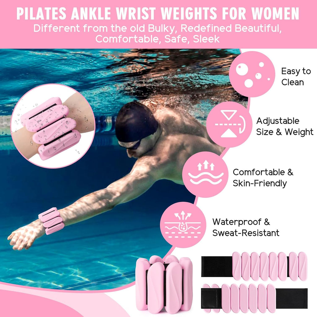 Skiennix Wrist Weights - Adjustable 2lb Wearable Arm & Ankle Weights for Walking, Yoga & Gym