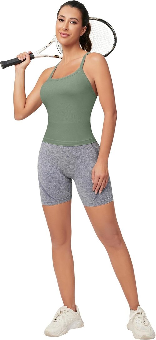 MathCat Workout Tank Tops - Sleeveless Athletic Shirts with Built-In Bra for Yoga & Gym | Seamless Design