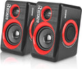 Reccazr SP2040 Computer Speakers - 2.0 CH USB Wired with Deep Bass for Desktop & Laptops | Red