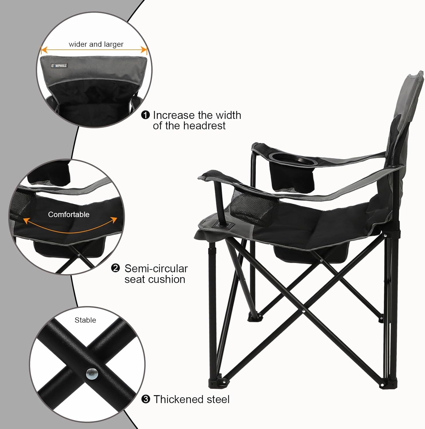 Skiennix Oversized Portable Camping Chair - Collapsible Design with Pocket & Cup Holders | Ideal for Outdoor Adventures