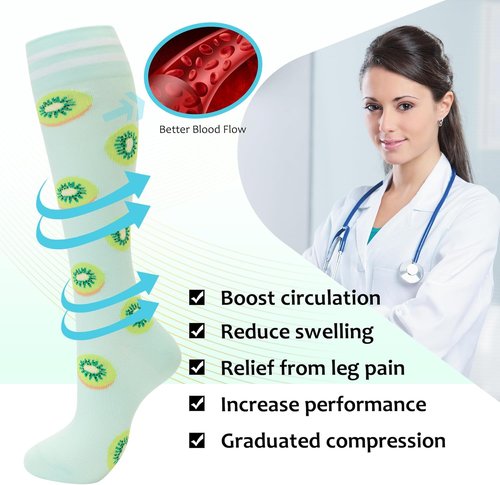 Fenglaoda Compression Socks - Support Circulation for Men & Women | 6 Pairs for Travel & Work