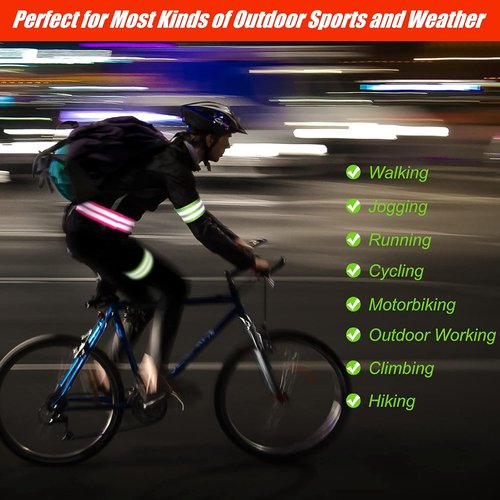 Gejoy Reflective Bands - 16 High Visibility Safety Straps for Wrist, Arm, Ankle, Leg | Perfect for Night Walking, Cycling, Running