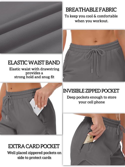 Mancreda Women's Running Shorts - Elastic Workout Shorts with 3 Zipper Pockets | Athletic Gym & Yoga