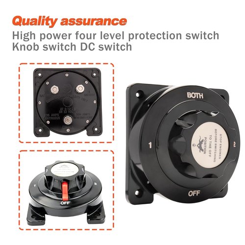 Marine Dual Battery Selector Switch - Heavy Duty Boat Safety Disconnect Isolator for Power Cut Off