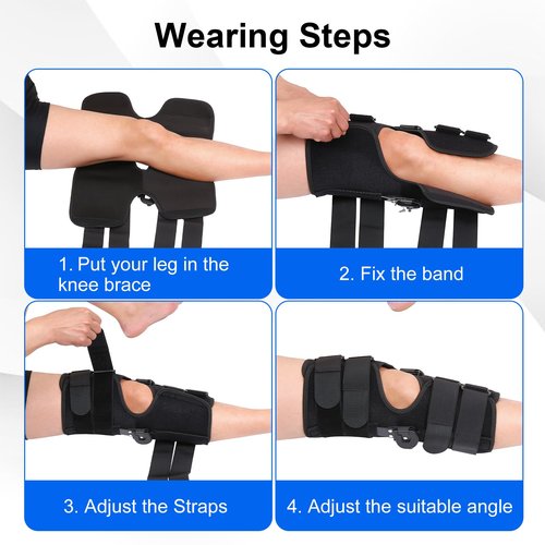 Mathgetin Hinged ROM Knee Brace with Side Stabilizers, Post Op Knee Immobilizer for Arthritis, ACL, MCL, PCL, Meniscus Tear, Medical Orthopedic Support After Surgery (Upgraded Version, Medium)
