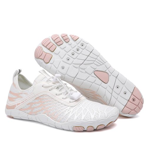 SIOSNETA Hike Barefoot Shoes for Women Men, Breathable Non-Slip Athletic Footwear, Wide Toe Water Shoes for Hiking, Non-Slip Neuropathy Shoes for Women Men, Grounded Comfort wear White