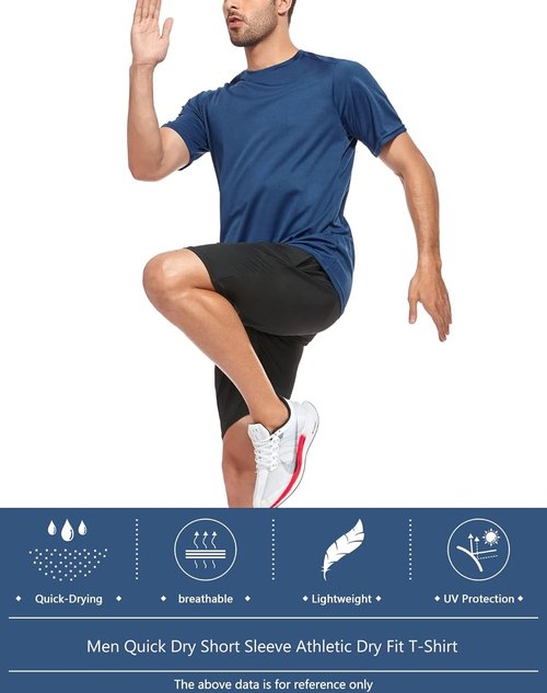 Kinglaman Mesh Workout Shirts for Men - Quick Dry Athletic Short Sleeve T-Shirts | Moisture Wicking, 1/5 Pack