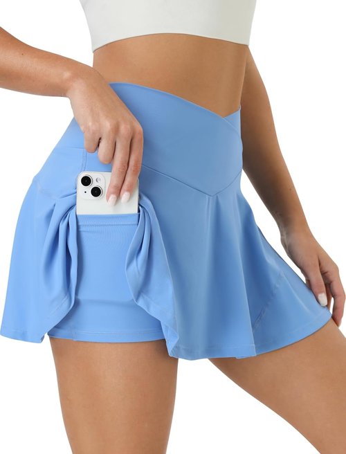 COPYLEAF Women's Tennis Skirt - High Waisted Golf Skirt with Pockets & Crossover Design | Athletic Pleated Style
