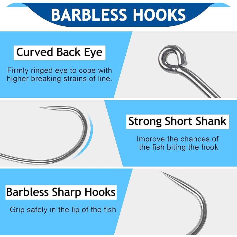 Barbless Fishing Hooks 150pcs – Carp, Trout, Circle Curve Shank Tying Hooks