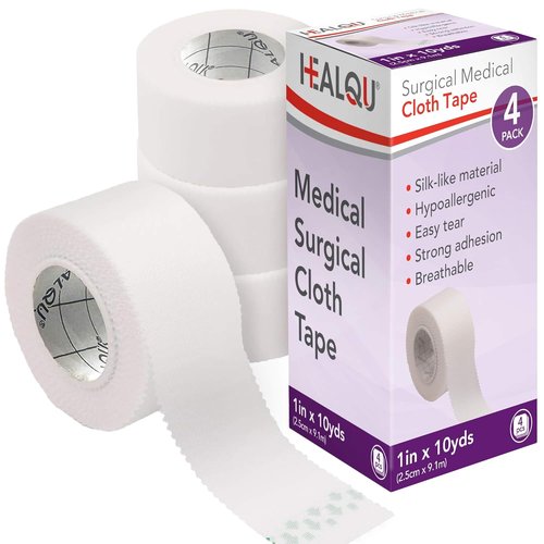 Healqu Silk-Like Medical Tape - Durable Cloth Surgical Tape for Strong Hold | 1 in x 10 yd, 4 Rolls
