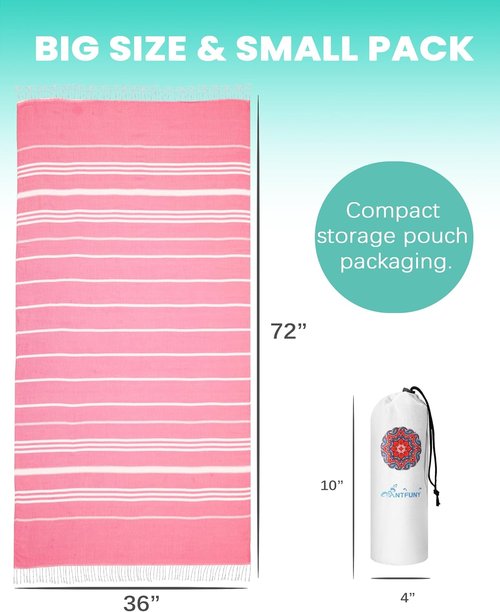 Antfuny Turkish Beach Towel - Extra Large Quick-Dry, Sand-Free, Soft & Absorbent | Lightweight & Compact
