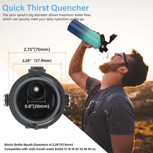 EIPOSAU Auto Flip Lid for Hydro Flask Wide Mouth, Great Spout Lid for Simple Modern, Fits for Iron Flask and Other Brands, Replacement Lid with Button Lock