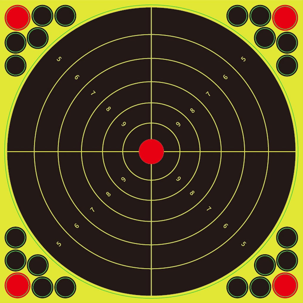 Reactive Fluorescent Shooting Targets by Splatter Targets - 12x12” Adhesive Stickers with Repair Patches for Range Training