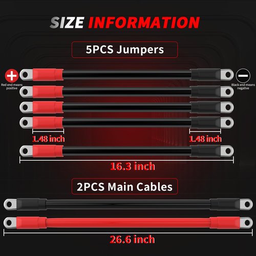 CASISPRO 7 PCS Golf Cart Heavy Duty Battery Cables for Club Car DS 1994-UP, 36&48 Volt 4 Gauge AWG Club Car Battery Cable Set, Golf Cart Pure Copper Wiring Kit