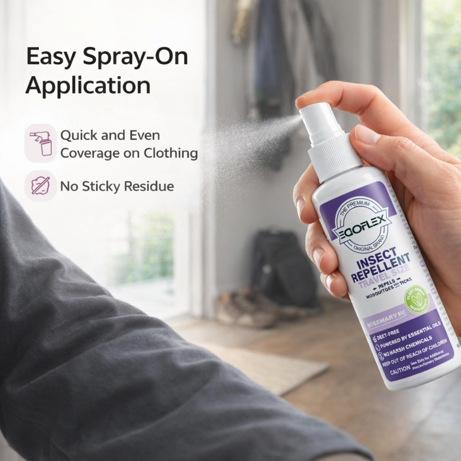 Skiennix Mosquito Repellent Spray - DEET-Free Essential Oil Formula - Travel Size 3 Fl Oz - Rosemary Scent