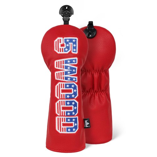 Craftsman Golf Headcover Set for Driver 3 5 Fairway Wood Hybrid Golf Club Head Cover, USA Flag Old Glory Design Golf Club Covers,Interchangeable Number Tag Offered