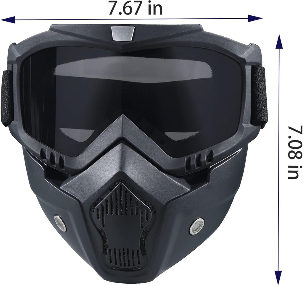 Paintball Mask - Anti-Fog Motorcycle Helmet Goggles with Removable Face Mask | Adjustable Motocross Eyewear