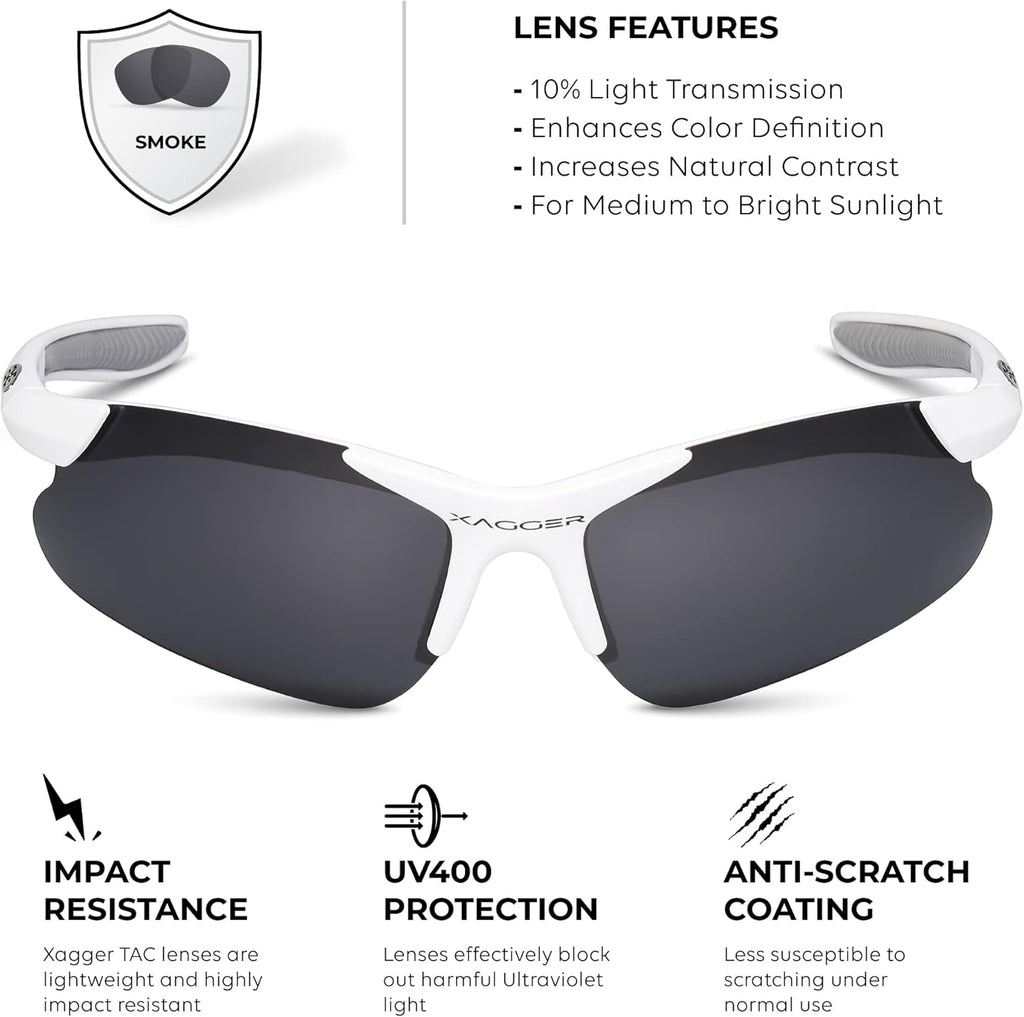 Xagger Kids Polarized Sports Sunglasses - Lightweight TR90 Frame for Boys & Girls | Baseball & Softball