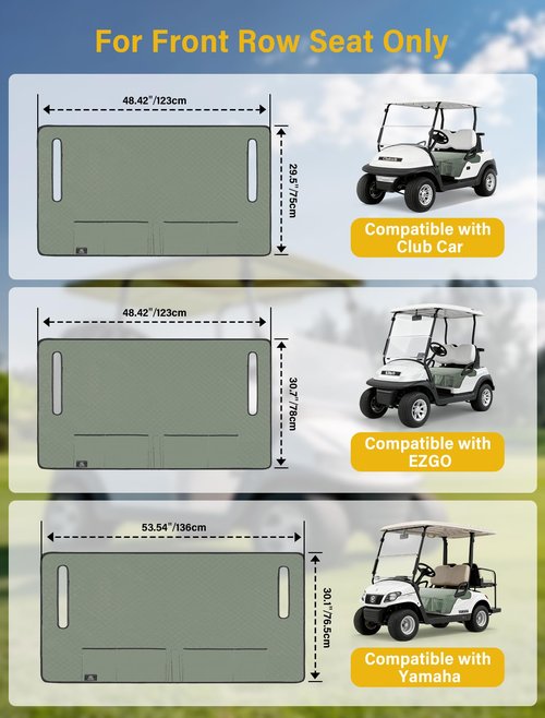 Coivy Golf Cart Seat Covers,Golf Cart Seat Towel Blanket with 4 Front Pockets & Nonskid Bottom Fits for Club Car and More 2 Person Seats Golf Carts (Silver Green, Club Car)
