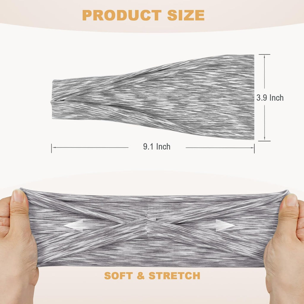 Skiennix Wide Headbands for Women - No Slip Hair Bands for Sports & Yoga | Soft, Stretchy, Sweat-Wicking