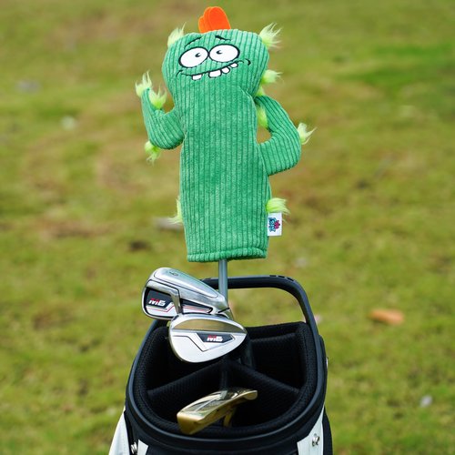 Big Crazy Golf Club Head Covers - Driver Headcover with Unique Corduroy Fabric - Funny Cactus Design - Fairway Wood Hybrid Headcover - Golf Club Protector and Funny Present