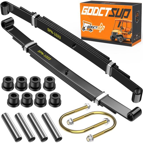 GODCTSUP Golf Cart Heavy Duty Rear 4-Leaf Spring Kit, Fits Club Car Precedent Gas&Electric 2004-UP Carts, Club Car Precedent Rear Leaf Springs with Bushings Sleeves U Bolts, OEM# 102509301, 102513001