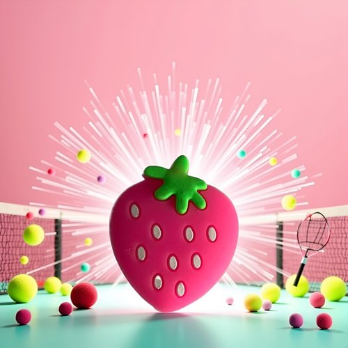 Tnyvm Pink Strawberry Tennis Racket Vibration Dampener Soft Silicon Racket Dampener Cartoon Shape Tennis Racquet Shock Absorbers Tennis Racket for Racquetball, Tennis Vibration Dampeners