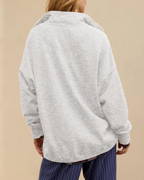 Gacaky Oversized Casual Sweatshirt for Women - Long Sleeve Button Henley Neck Pullover Top