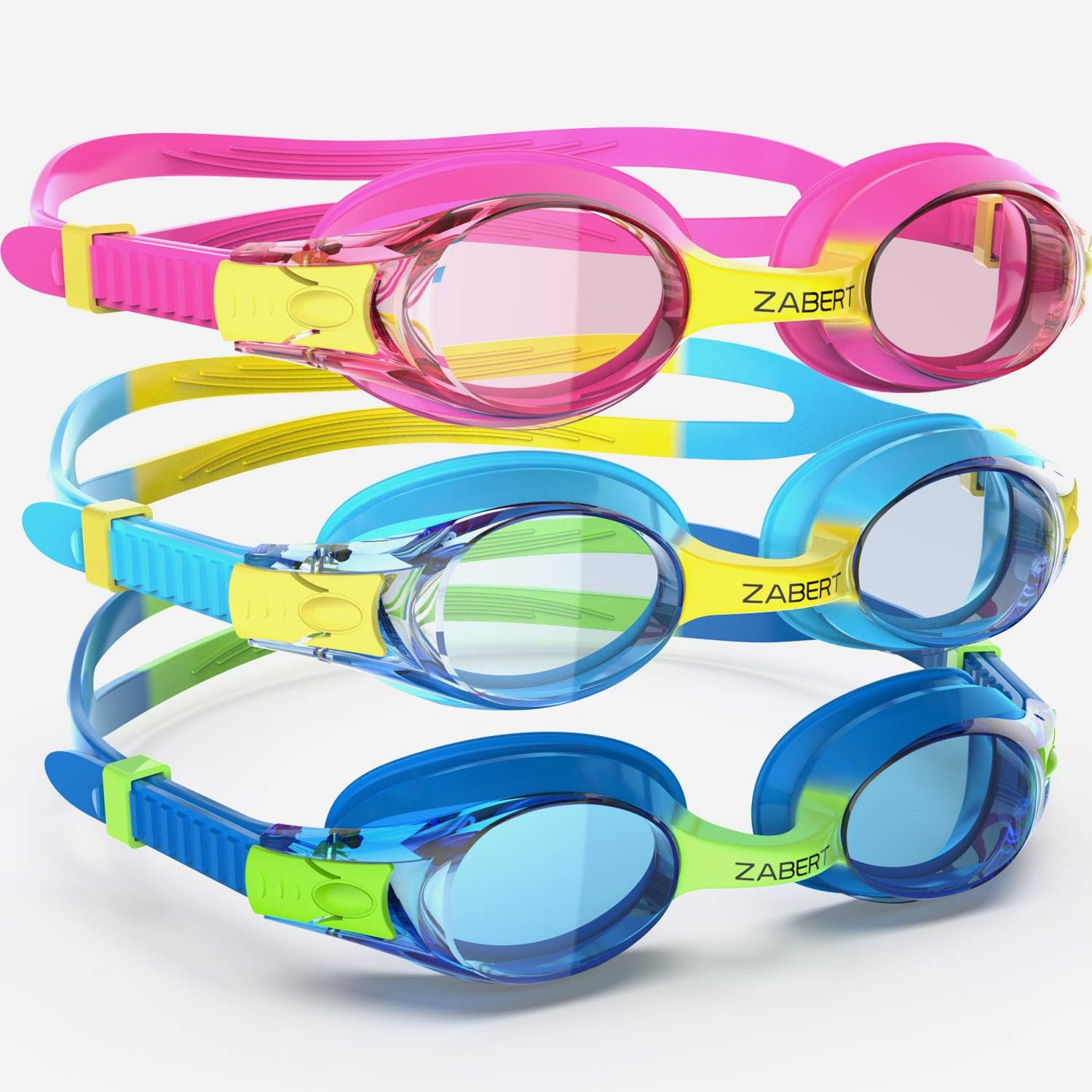 Skiennix Kids Swimming Goggles - Anti-Fog & 100% UV Protection | 3-Pack for Ages 3-10